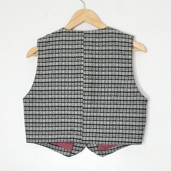 GAP Vintage Boy Kids Black Ivory Pockets Sleeveless V-Neck Button Front Vest Med - Picture 3 of 9
